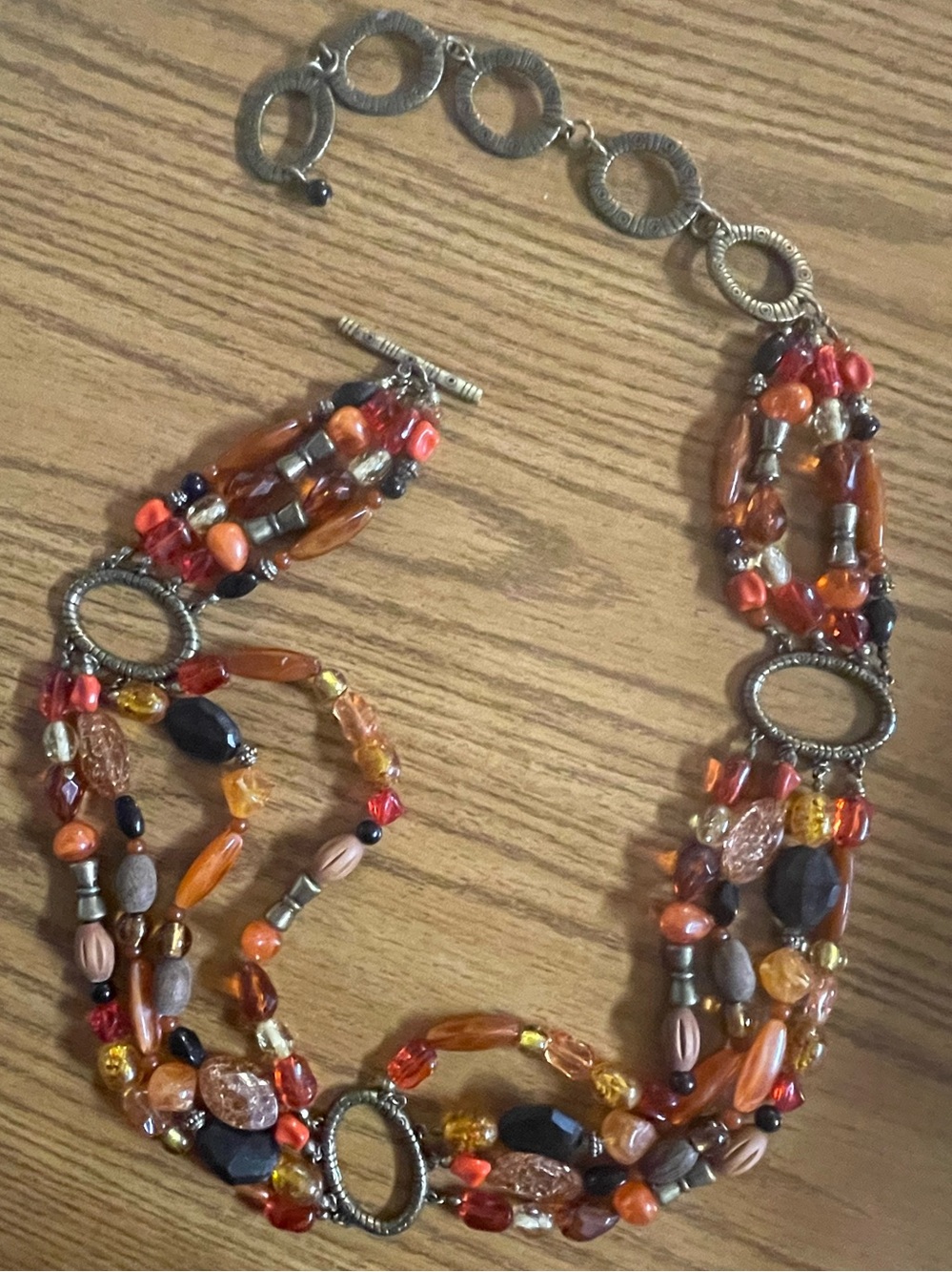 Boho Multi Strand Beaded Belt Convertible Wrap Necklace Carnelian Amber Orange